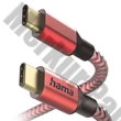 Adatkábel HAMA Reflective USB-C 1,5m piros