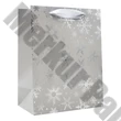 Dísztasak CREATIVE Deluxe Plus L 26x33x12 cm karácsonyi csillagos matt ezüst szalagfüles