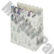 Dísztasak CREATIVE Deluxe Plus M 18x23x10 cm karácsonyi csillagos matt ezüst szalagfüles
