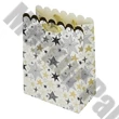 Dísztasak CREATIVE Deluxe Plus M 18x23x10 cm karácsonyi csillagos matt ezüst szalagfüles