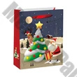 Dísztasak CREATIVE Special M 18x23x10 cm karácsonyi gyerek mintával színes fényes szalagfüles