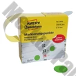 Etikett AVERY 3855 öntapadó jelölőpont adagoló dobozban zöld 19mm 250 jelölőpont/doboz