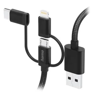 Adatkábel HAMA USB-A + Micro-USB/USB-C/Lightning 3in1 1,5m fekete Adatkábel HAMA USB-A + Micro-USB/USB-C/Lightning 3in1 1,5m fekete