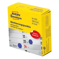 Etikett AVERY 3853 öntapadó jelölőpont adagoló dobozban kék 10mm 800 jelölőpont/doboz Etikett AVERY 3853 öntapadó jelölőpont adagoló dobozban kék 10mm 800 jelölőpont/doboz