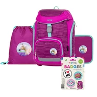 Iskolatáska szett OXY SHERPY 4 részes Pink tolltartóval, tornazsákkal és cserélhető matricával Iskolatáska szett OXY SHERPY 4 részes Pink tolltartóval, tornazsákkal és cserélhető matricával