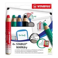 Jelölőceruza készlet STABILO MARKdry fehér táblákhoz és flipchartpapírhoz vastag kerek heggyel  4 darabos B Jelölőceruza készlet STABILO MARKdry fehér táblákhoz és flipchartpapírhoz vastag kerek heggyel  4 darabos B