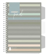 Spirálfüzet kockás STREET Pad A/5 100 lapos regiszteres sötét csíkos