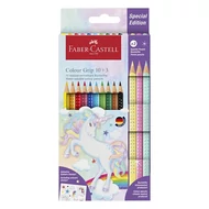 Színes ceruza FABER-CASTELL Grip Unikornis matricával 10 darabos + 3 darab Sparkle pasztell színes ceruzával