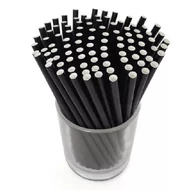 Szívószál papír fekete  6mmx230mm 100 darabos