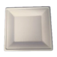Szögletes eldobható papírtányér  KOMP cukornád lebomló 20x20 cm natúr 50 darabos