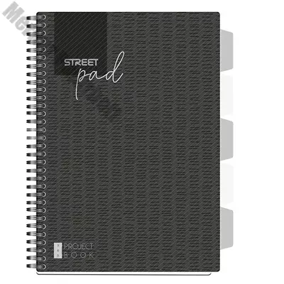 Spirálfüzet STREET Pad regiszteres A/4 vonalas 100 lapos fekete