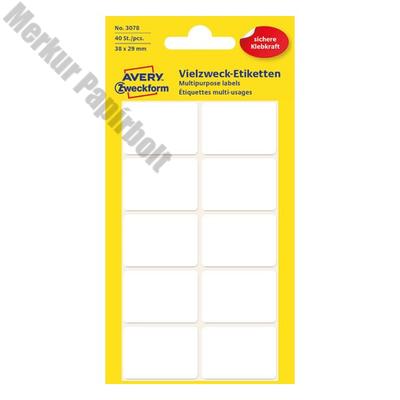 Etikett AVERY 3078 38x29 mm fehér univerzális 40 címke/doboz 5 ív/doboz