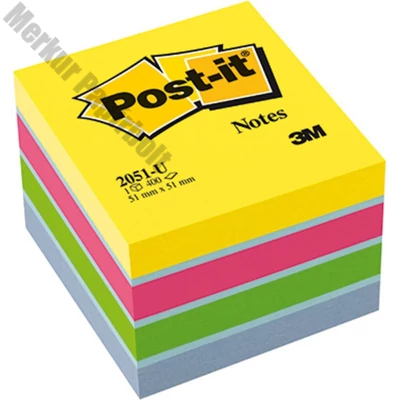 Öntapadós jegyzet 3M Post-it LP2051U 51x51mm mini kocka ultra színek 400 lap