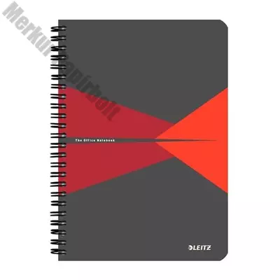 Spirálfüzet LEITZ Office A/5 karton borítóval 90 lapos kockás piros