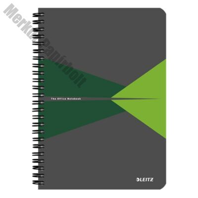 Spirálfüzet LEITZ Office A/5 karton borítóval 90 lapos vonalas zöld