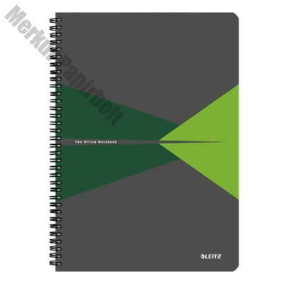 Spirálfüzet LEITZ Office A/5 PP borítóval 90 lapos vonalas zöld