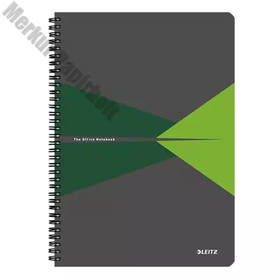 Spirálfüzet LEITZ Office A/5 PP borítóval 90 lapos kockás zöld
