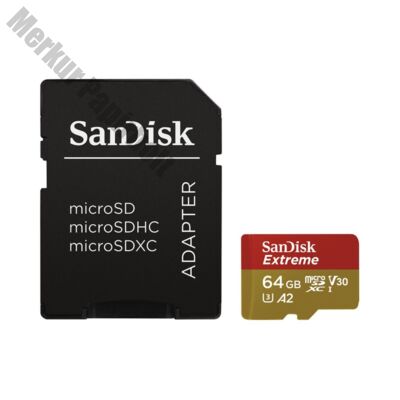 Memóriakártya SANDISK microSDXC Extreme U3 V30 64 GB + adapter