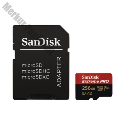 Memóriakártya SANDISK microSDXC Extreme PRO U3 V30 256 GB + adapter