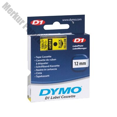 Feliratozó szalag DYMO D1 45018 12mmx7m sárgán fekete
