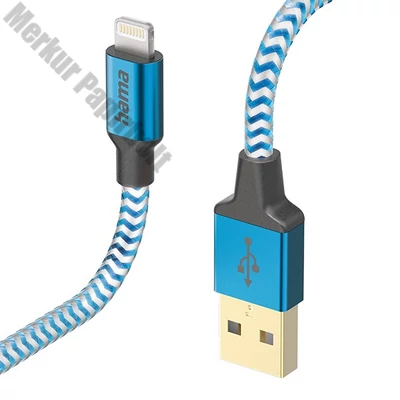 Adatkábel HAMA Reflective USB 2.0/Lightning 1,5m kék