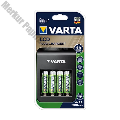 Akkumulátor töltő VARTA LCD Plug + 4 db AA 2100 mAh