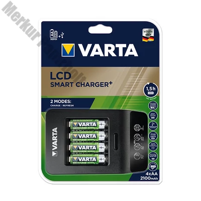 Akkumulátor töltő VARTA LCD Smart + 4 db AA 2100 mAh