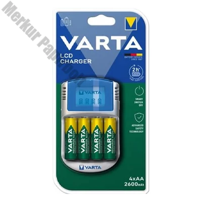 Akkumulátor töltő VARTA LCD-s + AA 4x2600 mAh + 12 V USB