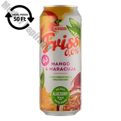 Alkoholmentes sör BORSODI Friss mango-maracuja 0,0% 500 ml DRS