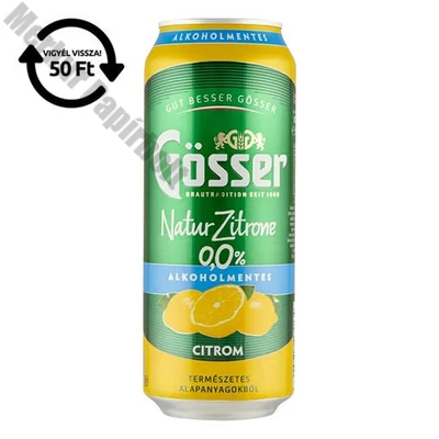 Alkoholmentes sör GÖSSER Natur-Zitrone citrom 0% 500 ml DRS