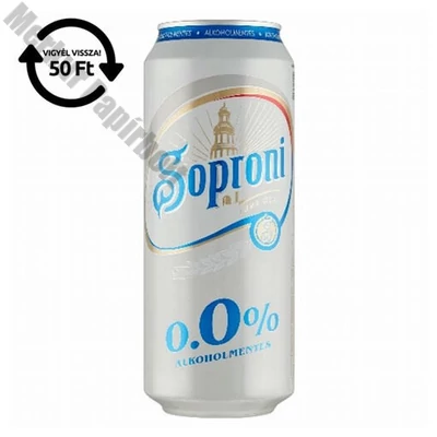 Alkoholmentes sör SOPRONI 0,0% 500 ml DRS