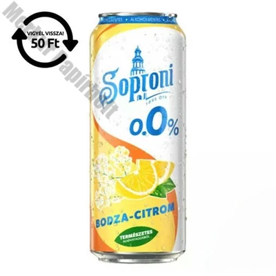 Alkoholmentes sör SOPRONI bodza-citrom 0,0% 500 ml DRS