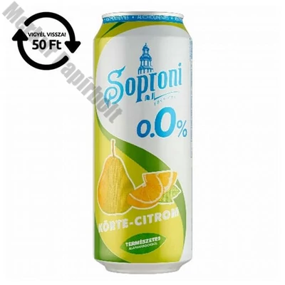 Alkoholmentes sör SOPRONI körte-citrom 0,0% 500 ml DRS