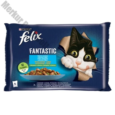 Állateledel alutasakos FELIX Fantastic macskáknak zöldséges halas válogatás aszpikban 4x85 g