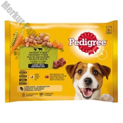 Állateledel alutasakos PEDIGREE Adult kutyáknak 4-pack csirke-marha válogatás 4x100 g