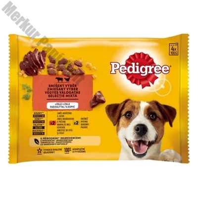 Állateledel alutasakos PEDIGREE Adult kutyáknak 4-pack marha-baromfi válogatás 4x100 g