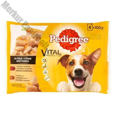 Állateledel alutasakos PEDIGREE kutyáknak 4-pack marha-bárány pulyka-répa válogatás 4x100 g