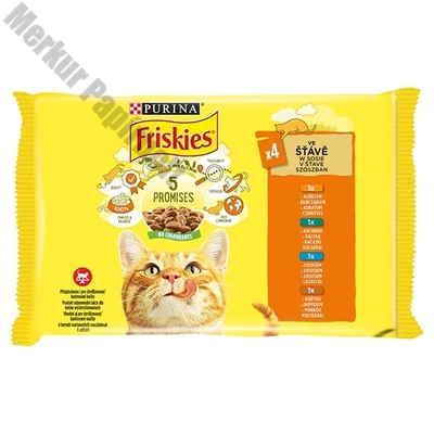 Állateledel alutasakos PURINA Friskies macskáknak csirke-kacsa-lazac-pulyka 4x85 g