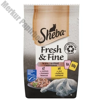 Állateledel alutasakos SHEBA Mini macskáknak vegyes csirke-lazac válogatás 6x50 g