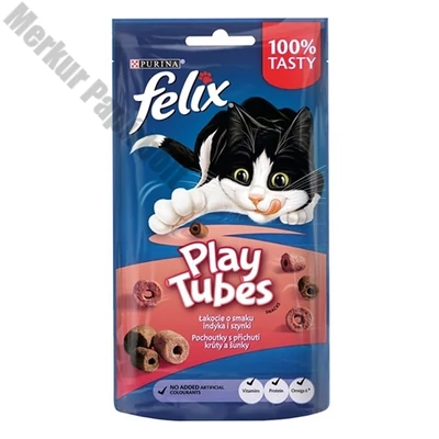 Állateledel jutalomfalat FELIX Play Tubes macskáknak pulyka-sonka 50 g