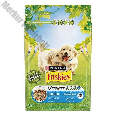 Állateledel száraz PURINA Friskies Vitafit Junior kutyáknak csirkehússal, zöldségekkel és tejjel 3 kg