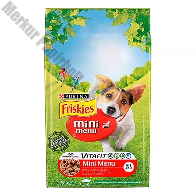 Állateledel száraz PURINA Friskies Vitafit Mini menü kutyáknak marhahússal és zöldséggel 1,5 kg