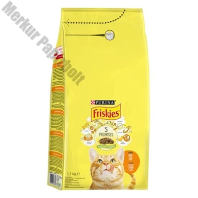 Állateledel száraz PURINA Friskies macskáknak csirkével, májjal és zöldséggel 1,7 kg