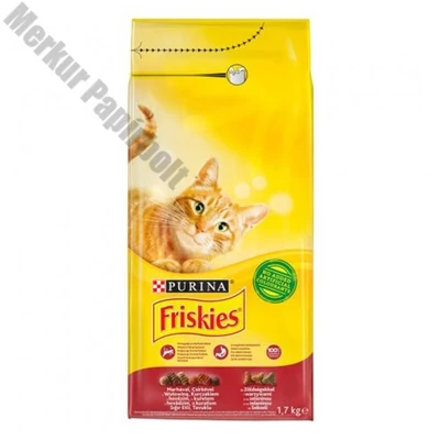 Állateledel száraz PURINA Friskies macskáknak hússal, májjal és zöldséggel 1,7 kg