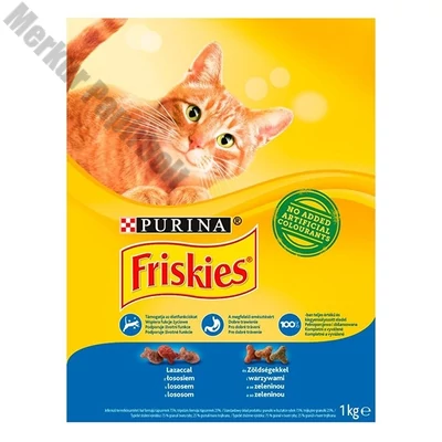 Állateledel száraz PURINA Friskies macskáknak lazaccal és zöldséggel 1 kg
