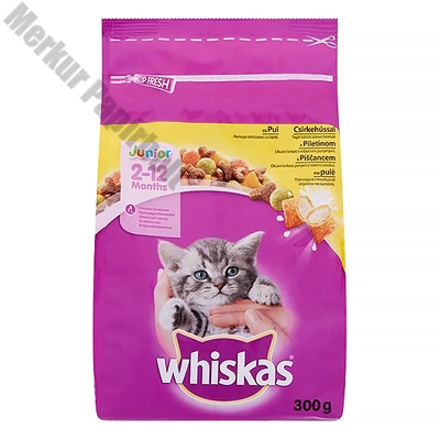 Állateledel száraz WHISKAS Junior macskáknak csirkehússal 300 g