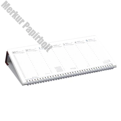 Asztali naptár kép nélküli TOPTIMER T050 fekvő fehér lapos bordó 2026.