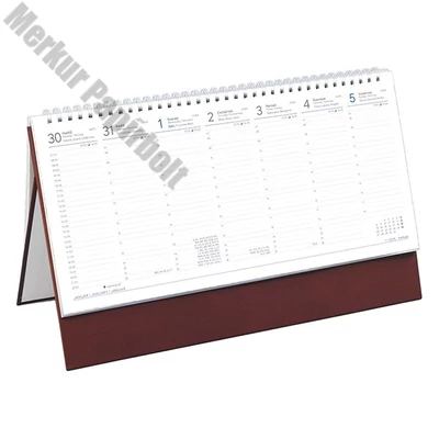 Asztali naptár kép nélküli TOPTIMER T051 álló fehér lapos bordó 2026.