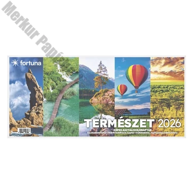 Asztali naptár képes FORTUNA álló fehér lapos holdfázissal Természet 2026.