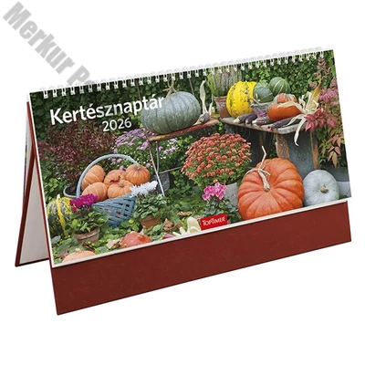 Asztali naptár képes TOPTIMER T054 álló fehér lapos Kertész bordó 2026.
